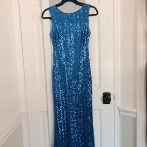 blue sequin dress